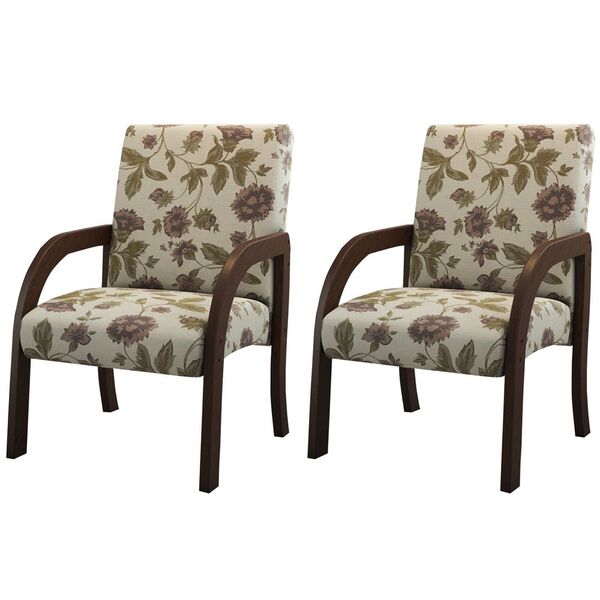 Poltrona Conjunto 2 Pcs Veneza Nogueira/amora - Viero Móveis