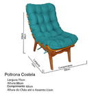 Poltrona Costela + Puff Decorativo - Suede Azul Turquesa