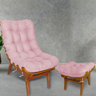 Poltrona Costela + Puff Decorativo - Suede Rosa Bebê