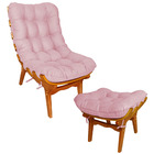Poltrona Costela + Puff Decorativo - Suede Rosa Bebê