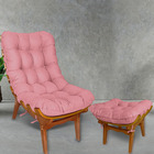 Poltrona Costela + Puff Decorativo - Suede Rosa Gold