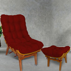 Poltrona Costela + Puff Decorativo - Suede Vermelho