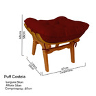 Poltrona Costela + Puff Decorativo - Suede Vermelho