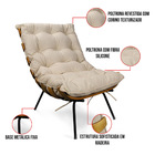 Poltrona Costela Base Fixa Preta Kit 2 Corino Text Bege S01 -