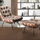 Poltrona Costela Com Puff Base Fixa Para Sala, Quarto Capucci