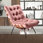 Poltrona Costela Com Puff Base Fixa Para Sala, Quarto Rose