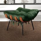 Poltrona Costela Com Puff Base Fixa Para Sala, Quarto Verde