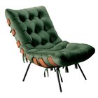 Poltrona Costela Com Puff Base Fixa Para Sala, Quarto Verde