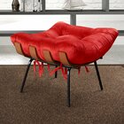 Poltrona Costela Com Puff Base Fixa Para Sala, Quarto Vermelho