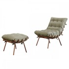 Poltrona Costela Com Puff Cobre/linho Bege 3965 - Mais Decor