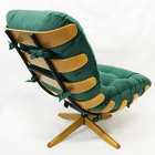 Poltrona Costela Com Puff Cor Verde Giratória Base Madeira -