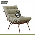 Poltrona Costela Com Puff Costela M06  Cobre/linho Bege