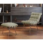 Poltrona Costela Com Puff Costela M06  Cobre/linho Bege