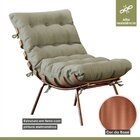 Poltrona Costela Com Puff Costela M06  Cobre/linho Bege