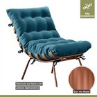 Poltrona Costela Com Puff Costela M06  Cobre/linho Jeans Azul