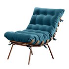 Poltrona Costela Com Puff Costela M06  Cobre/linho Jeans Azul