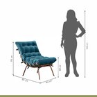 Poltrona Costela Com Puff Costela M06  Cobre/linho Jeans Azul