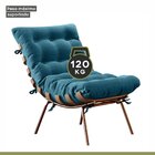 Poltrona Costela Com Puff Costela M06  Cobre/linho Jeans Azul