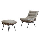 Poltrona Costela Com Puff Costela M06  Preto/linho Areia