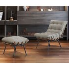 Poltrona Costela Com Puff Costela M06  Preto/linho Areia