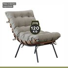 Poltrona Costela Com Puff Costela M06  Preto/linho Areia