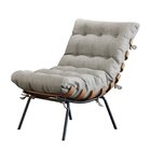 Poltrona Costela Com Puff Costela M06  Preto/linho Cinza