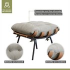 Poltrona Costela Com Puff Costela M06  Preto/linho Cinza