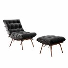 Poltrona Costela Com Puff Costela M07  Cobre/courino Preto