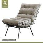 Poltrona Costela Com Puff Costela M07  Preto/linho Areia