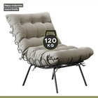 Poltrona Costela Com Puff Costela M07  Preto/linho Areia