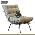 Poltrona Costela Com Puff Costela M07  Preto/linho Bege