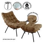 Poltrona Costela Com Puff Linho Bege Martin Shop Jm