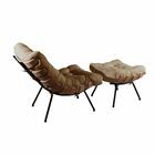 Poltrona Costela Com Puff Linho Bege Martin Shop Jm