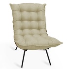 Poltrona Costela Com Puff Linho Bege - Meu Lar Decorações De