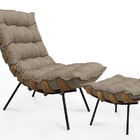 Poltrona Costela Com Puff Linho Castor - Meu Lar Decorações D