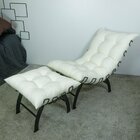 Poltrona Costela Com Puff Preto Areia