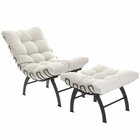 Poltrona Costela Com Puff Preto Areia