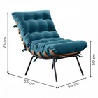 Poltrona Costela Com Puff Preto/linho Jeans Azul 3965 - Mais