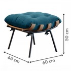 Poltrona Costela Com Puff Preto/linho Jeans Azul 3965 - Mais