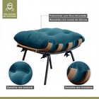 Poltrona Costela Com Puff Preto/linho Jeans Azul 3965 - Mais