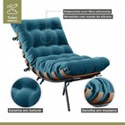 Poltrona Costela Com Puff Preto/linho Jeans Azul 3965 - Mais