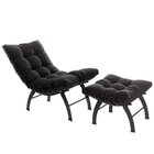 Poltrona Costela Com Puff Preto/preto