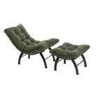 Poltrona Costela Com Puff Preto/verde Militar