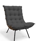 Poltrona Costela Com Puff Suede Grafite - Meu Lar Decorações