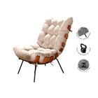 Poltrona Costela Com Puff Tecido Linho Off White