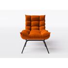 Poltrona Costela Com Puff Tecido Veludo Terracota