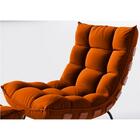 Poltrona Costela Com Puff Tecido Veludo Terracota