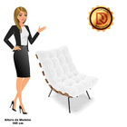 Poltrona Costela Corano Branco Base Metálica Preto - D'rossi