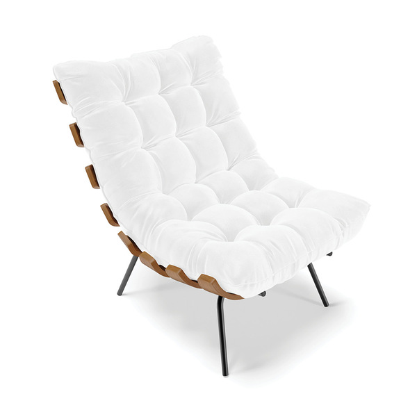 Poltrona Costela Corano Branco Base Metálica Preto - D'rossi