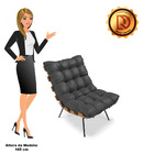 Poltrona Costela Corino Base Metálica Preto M11 - D'rossi - P